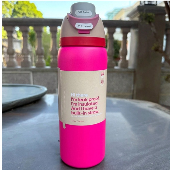 OWALA 32OZ FreeSip Insulated Stainless Steel Water Bottle PINK CAN YOU SEE ME - Picture 1 of 5